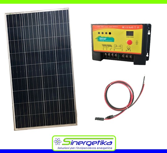 Kit Fotovoltaico EASY 150W 12V con pannello solare e regolatore